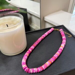 Vibrant Pink and Yellow Beaded Necklace